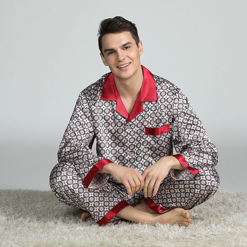 2021 conjuntos de pijama de seda de rayon cor sólida masculino homenwear estilo moderno macio e confortável roupa de noite de cetim