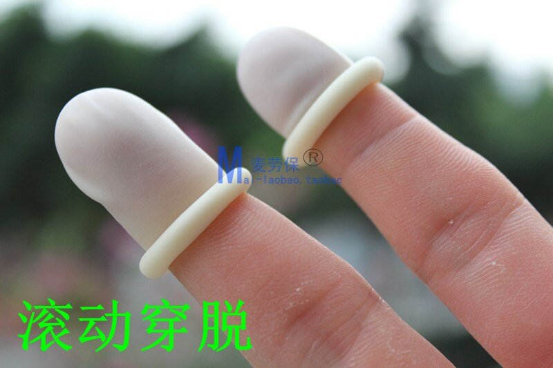 100pcs/bag Practical white finger glove cosmetic examination massage disposable finger glove food rubber latex high elasticity