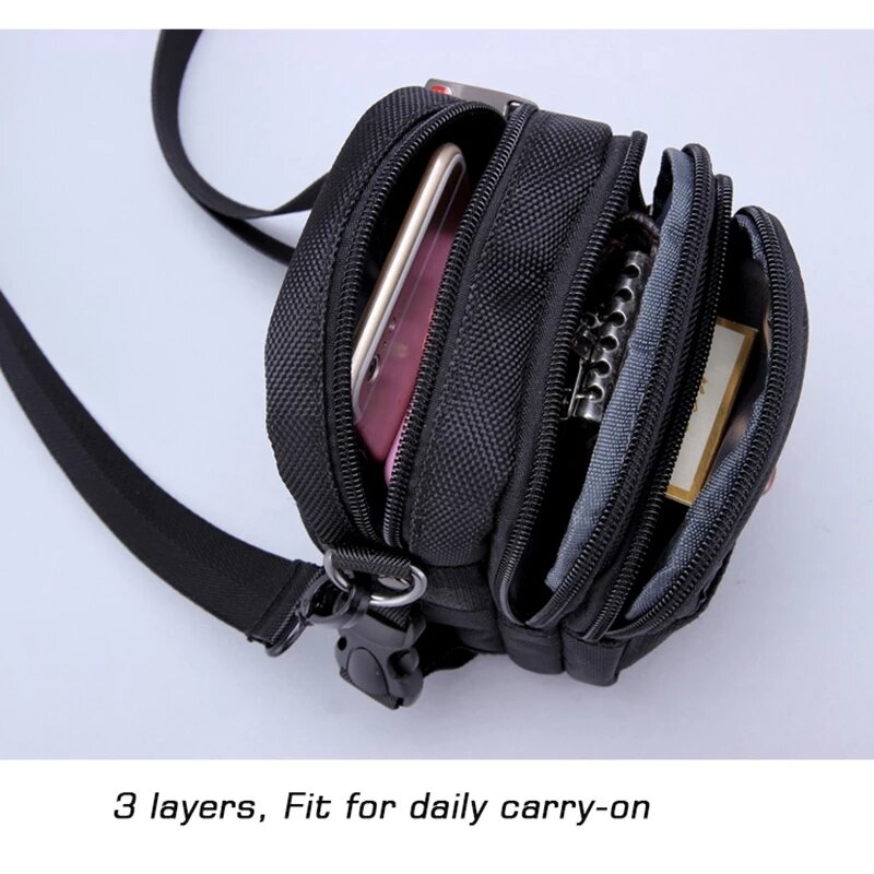 JANGEAR-Men's waist bag Swiss multi-function mobile phone bag large capacity vertical satchel belt wallet iPad tool storage bag