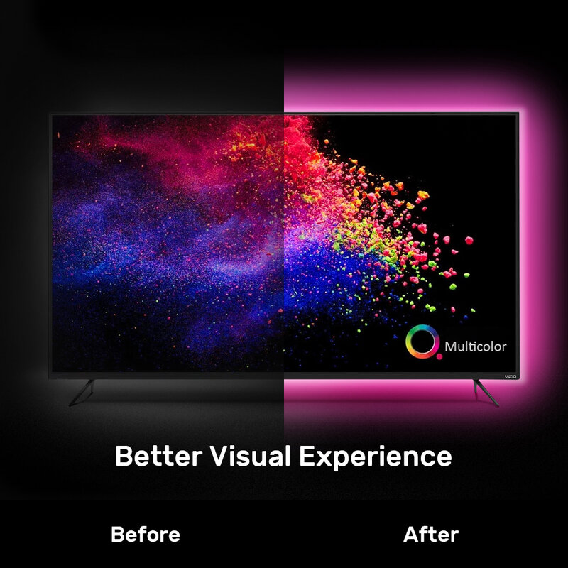 ColorRGB, retroilluminazione per tv, striscia LED alimentata tramite USB, RGB5050 per TV da 24 pollici-60 pollici, specchio, PC, Bias di controllo APP