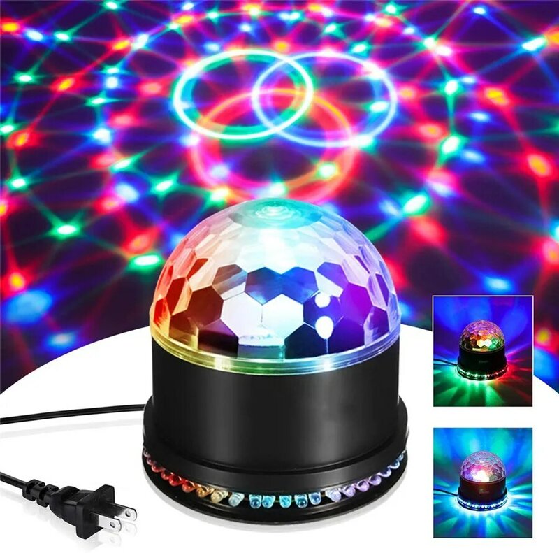 Mini RGB 5W Crystal Magic Ball Panggung LED Lampu Suara Actived Auto DJ Ktv Laser Disko Tahap Efek Cahaya pesta Natal Lampu