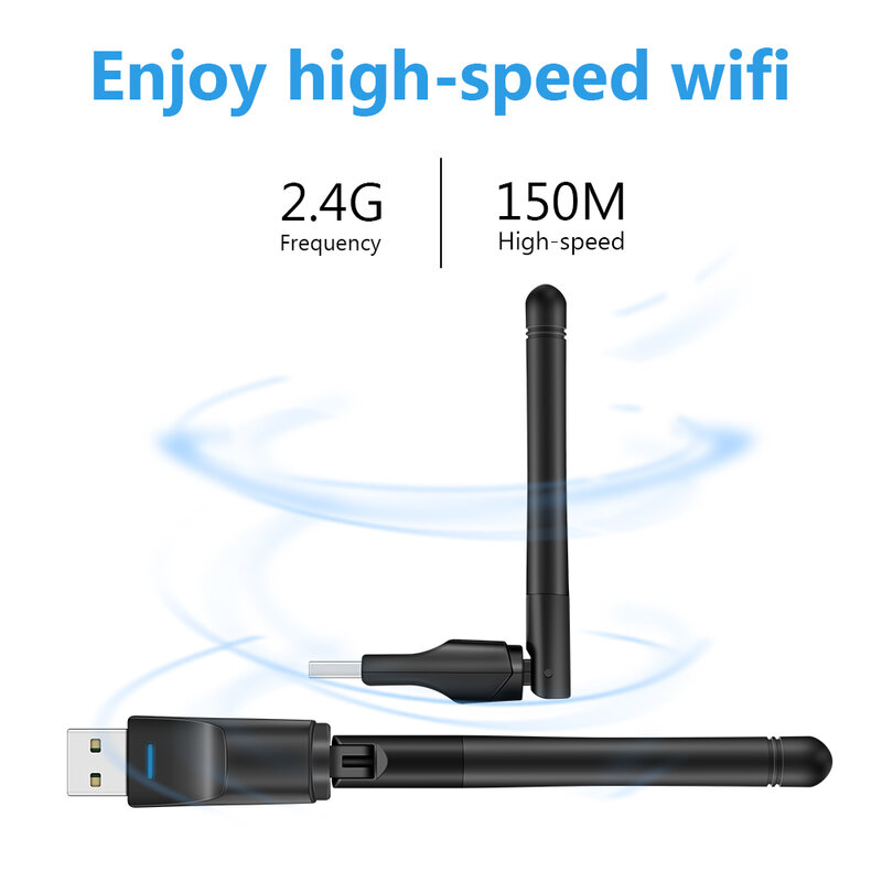 Adaptador Wifi USB de 150Mbps, antena de 2,4 ghz, USB 802.11n/g/b, dongle, lan, tarjeta de red inalámbrica, receptor wifi para PC