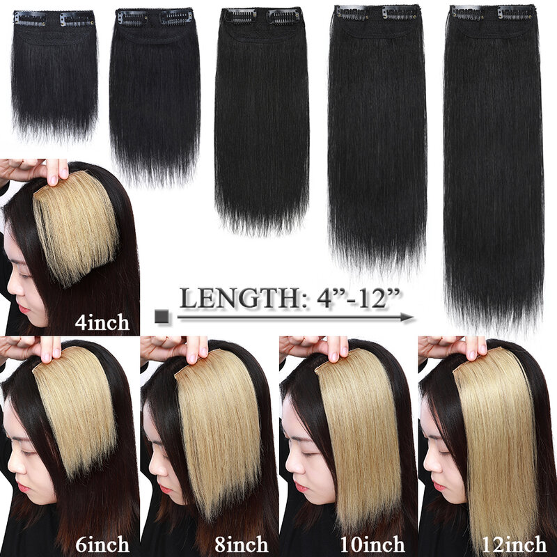1pc Straight Non-Remy Human Hair 4inch To 12inch Clip in Hair Extensions Black Brown Platinum Blonde 8g-17g Hairpiece For Women
