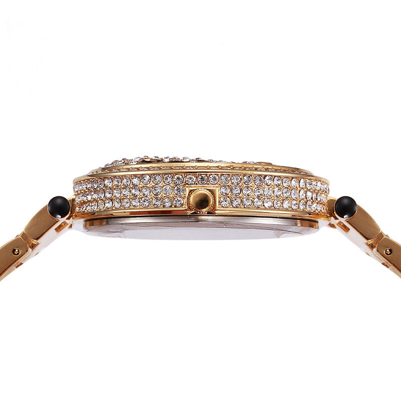 Luksusowy damski zegarek kryształowy Bling Iced-Out zegarek srebrny/złote zegarki moda diament Leopard zegarek kwarcowy kobieta zegar prezent