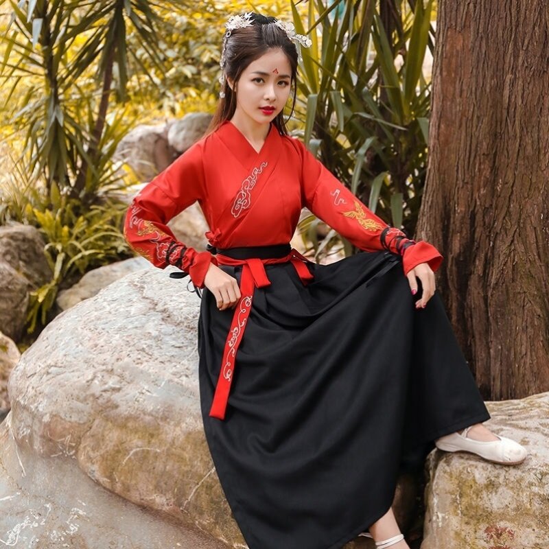 Tang Dynasty Ancient Costume Hanfu Women Men Chinese Traditional Plus Size Fairy Dress Long Sleeves Woman Swordsman Folk Dance