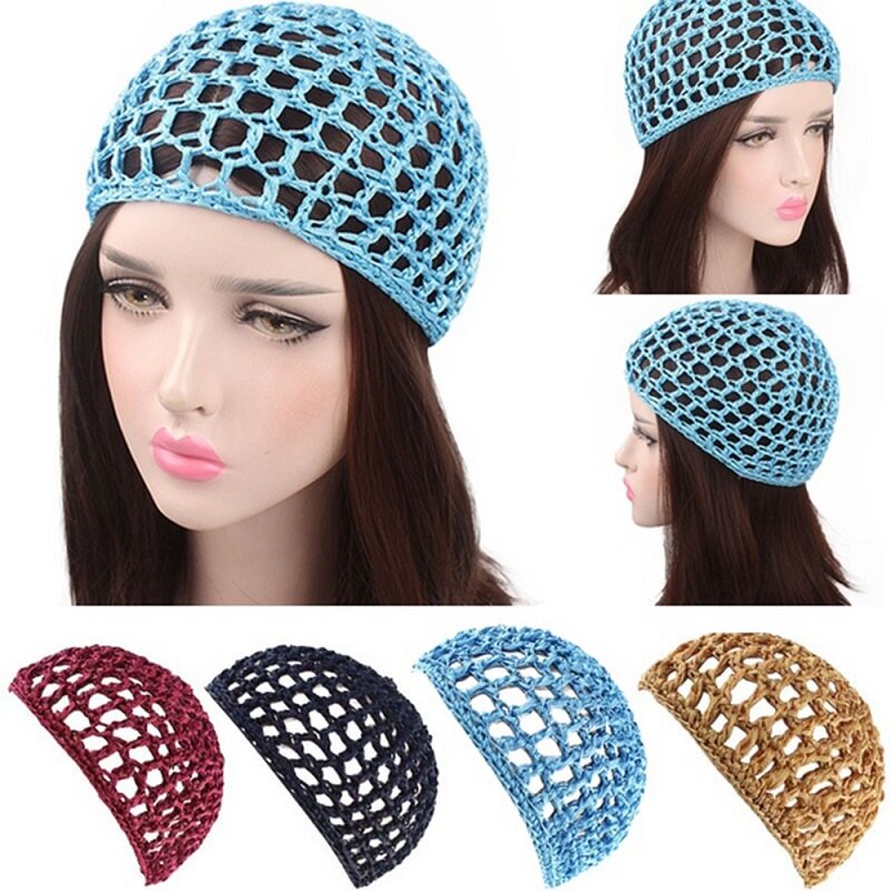 Mesh Haar Net Handmade Häkeln Hut Solide Farbe Multi-farbe Headcover Freizeit Haar Pflege Schlaf Kappe Dame Turban Haar zubehör