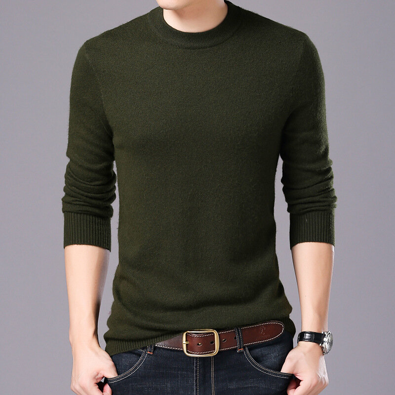 MRMT 2024 brand new men's sweater bottoming shirt autumn and winter men's sweater thick casual solid sweater