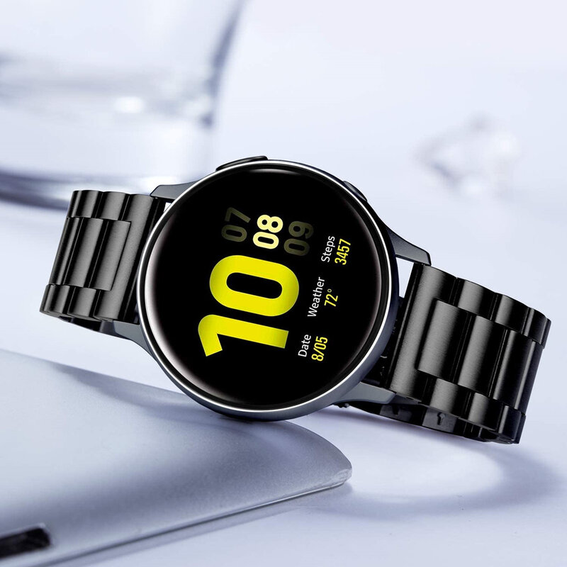 Pulseira de relógio de pulso de 22mm, pulseira de aço inoxidável para ticwatch pro 2020, pulseira de relógio de 20mm para samsung active2 40mm 44mm