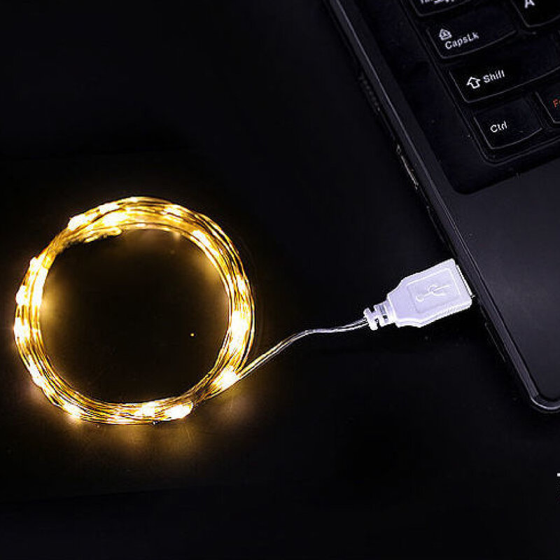 Impermeável USB LED String Lights, Silver Wire, Guirlanda Light, Fairy Lights para o Natal, Decoração da festa de casamento, DC, 5V, 1m, 2m, 3m