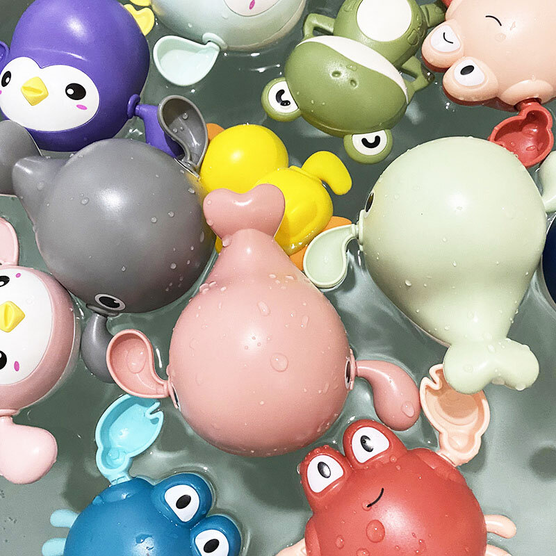赤ちゃんのおもちゃ入浴アヒル漫画動物クジラカニ水泳プール水再生ゲームチェーン時計じかけのお風呂の玩具