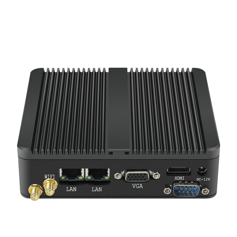 Безвентиляторный промышленный мини-ПК Intel Celeron J1900 четырехъядерный 4x USB двойная LAN 2x RS232 HDMI VGA WiFi Поддержка Windows Linux