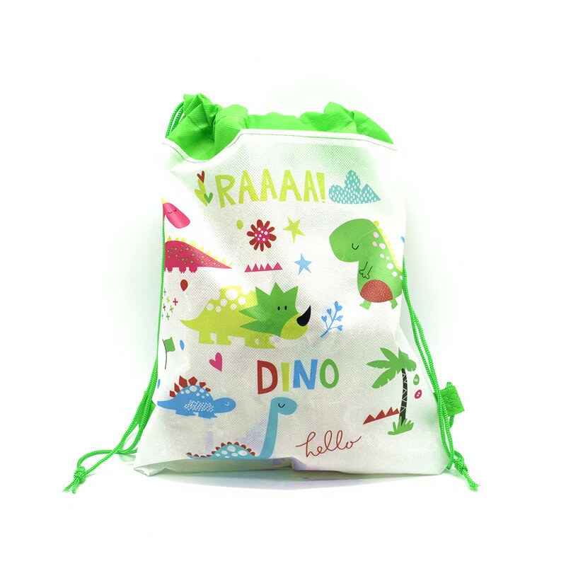 4 style Cartoon Dinosaur Drawstring Backpack Non-Woven Fabric Loot Bag Gift Bag Theme Party For Kids Boy Birthday Decoration 1p