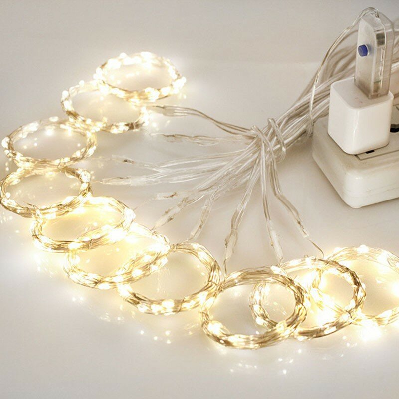 3M LED Lampu Tali Tirai Natal Peri Lampu Karangan Bunga Es Lampu untuk Pesta Pernikahan Dekorasi Taman Rumah