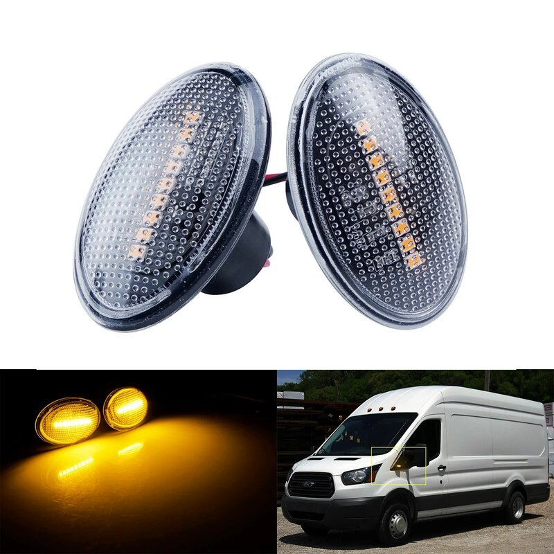 ANGRONG 2X LED Side Indicator Marker Repeater Light Clear Lens For Ford Fiesta Tourneo MK7 Fiesta IV