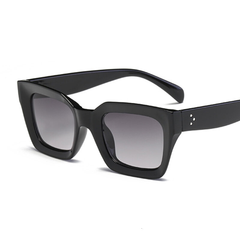 Солнечные очки в винтажном стиле Uv400 женские, солнцезащитные аксессуары в квадратной оправе, большие, с защитой от ультрафиолета, чёрные
