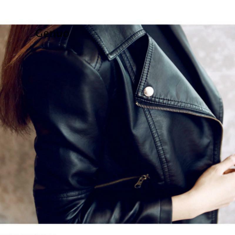 Women Jacket Spring Autumn Pink Pu Leather Coat Biker Bomber Jacket Motorcycle Faux Leather Outerwear Casual Black Jackets