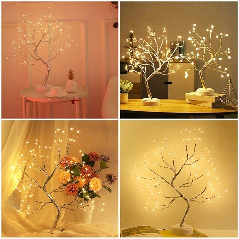 Mini LED Christmas Tree Night Light, Copper Wire, Guirlanda Lamp for Kids, Casa, Decoração do quarto, Fairy Light, Iluminação do feriado