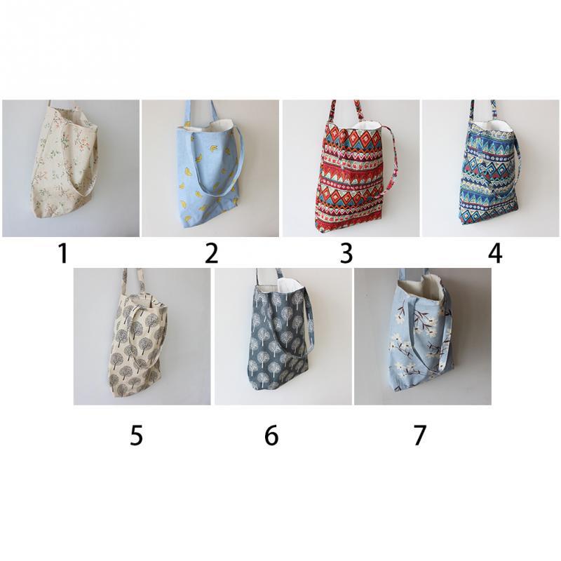 Women Shoulder Bag Floral Printed Canvas Shopping Bag Beach Handbag Casual Tote for Ladies Large Capacity