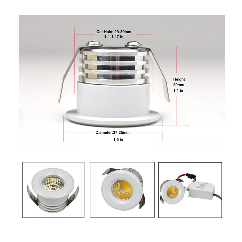 مصباح سقف LED صغير مجوف بتقنية COB ، 3 واط ، 110 فولت ، 220 فولت ، محرك قابل للتعتيم ، متضمن لخزانة عرض المنزل ، غطاء الفندق ، إلخ.