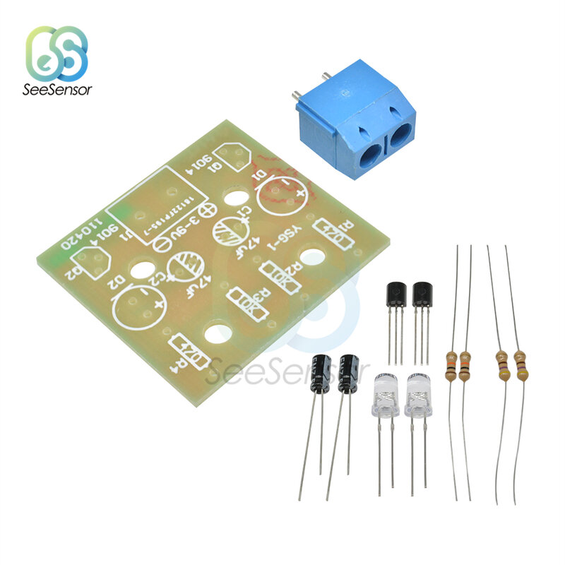 Kit de bricolage de Module de Circuit lumineux Flash LED Simple, 5mm, pièces de Suite de Production électronique 3-14V