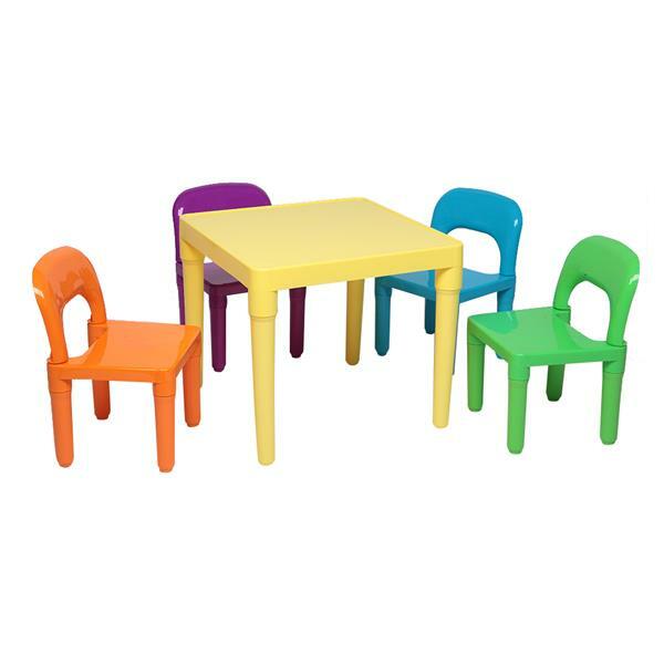 Conjunto de mesa de plástico e cadeira para crianças uma mesa e quatro cadeiras (50x50x46cm) para jardim de infância e casa