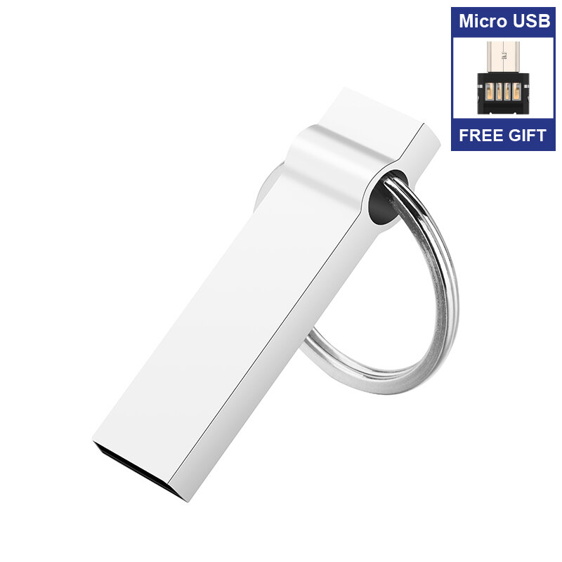 แฟลชไดรฟ์ USB 32GB Pendrive โลหะ64GB ไดรฟ์ปากกา16GB แฟลชไดรฟ์ USB 128gb 256Gb ฟรี Type C หรือ Micro Adapter