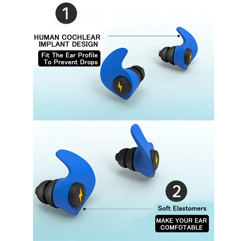 Ear Plug Tidur Silikon Hitam Kedap Suara Tapones Oido Ruido Pengurangan Kebisingan Filter untuk Telinga Earplug Busa Lembut Tidur Penyumbat Telinga