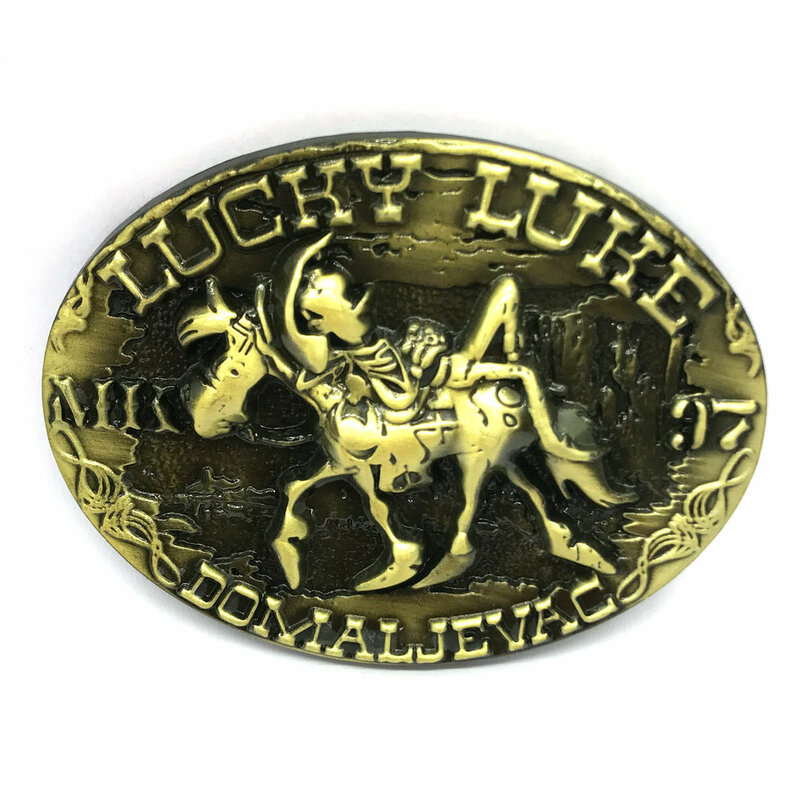 Lucky lucy fivela oval de cobre e vintage, cinto para homens caubói ocidental sem cinto personalizado em liga de largura 4cm
