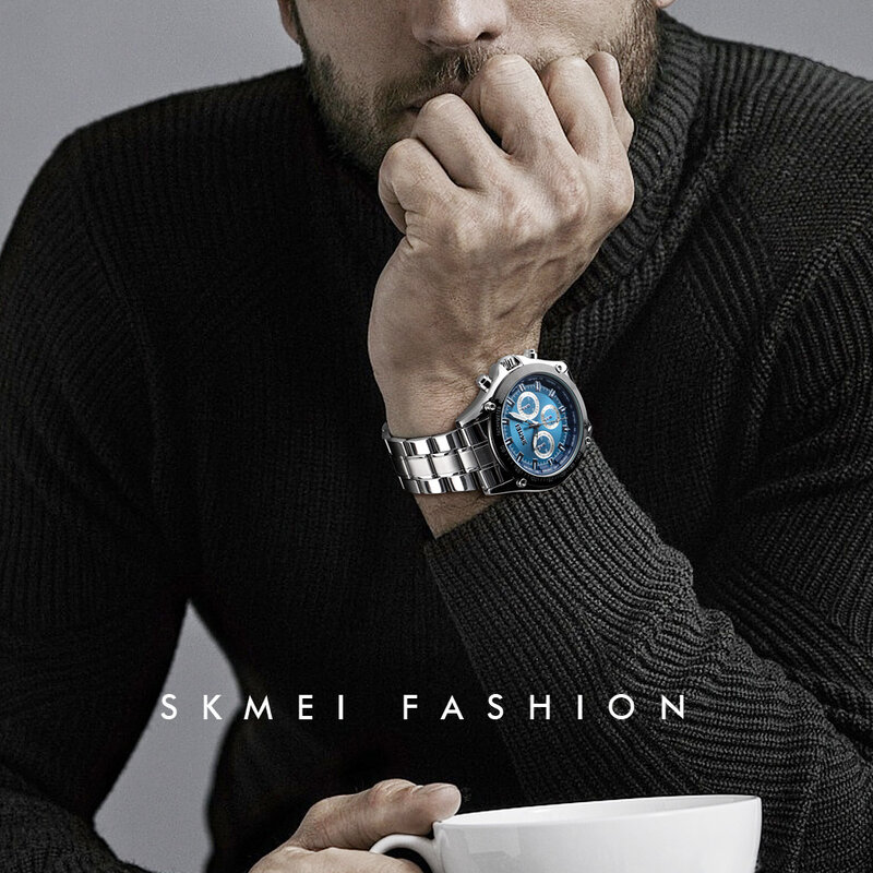 Top Brand SKMEI Luxury Watch Stainless Steel Men's Quartz Business Wristwatch Fashion Waterproof Sport Watches Reloj Hombre 1366