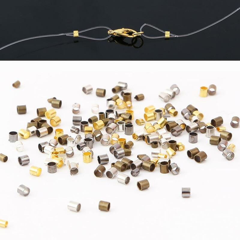 Cuentas de extremo de engarce para fabricación de joyas, accesorios para collar, 500 unids/lote/bolsa, 1,5/2,0mm
