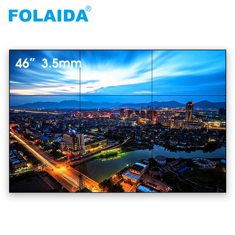Folaida 46 Inch 4K Tv Panel 3.5Mm Bezel Lcd Video Muur Hd Screen Reclame 3X3 Grote size Reclame Displayers Lcd Monitor Tv