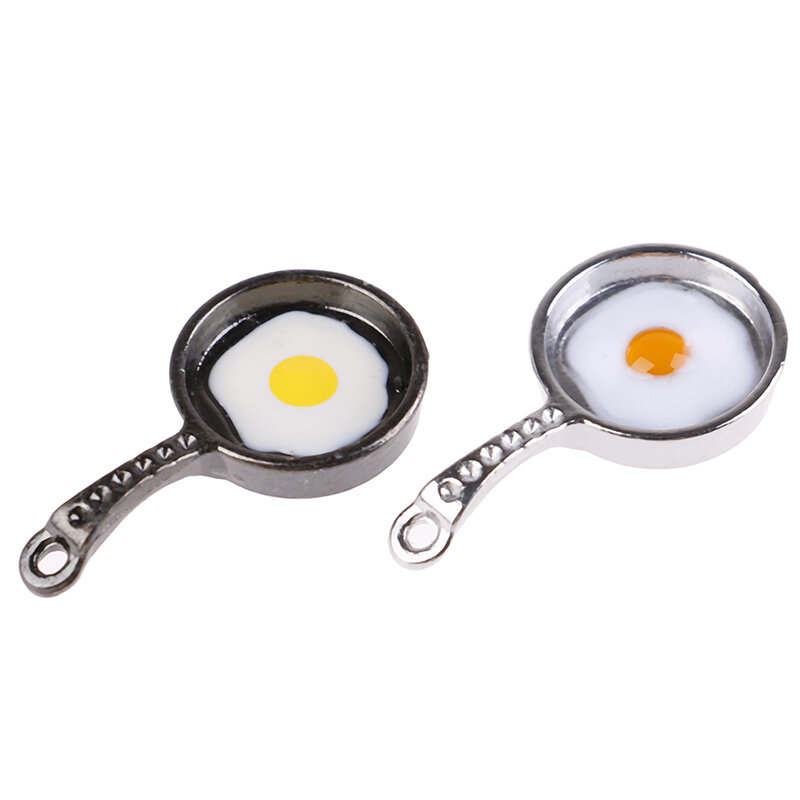 Accessorio da cucina in miniatura per Mini uova fritte in metallo per casa delle bambole 1/12