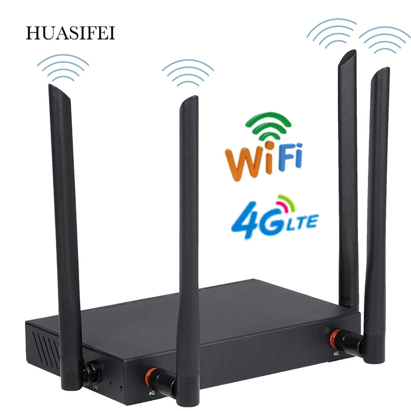 HUASIFEI-4G 와이파이 라우터 4g sim 카드 외부 안테나, 4g 모뎀 라우터, VPN 라우터, WAN/LAN 포트, 4 개의 외부 안테나 포함