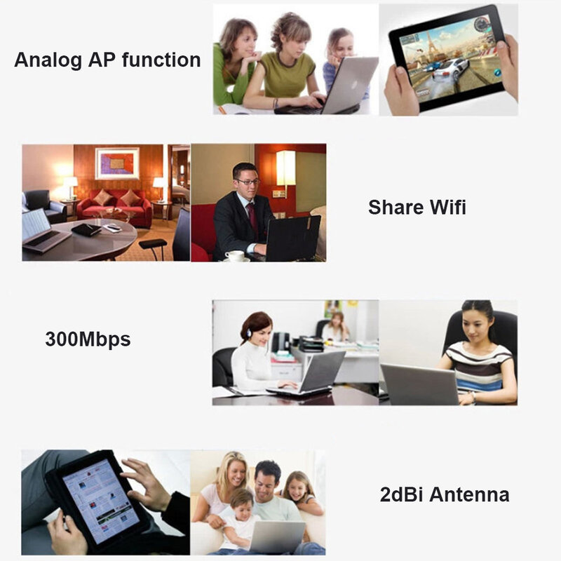 ワイヤレスネットワークカード,wifi,USB,2.4g,LANカード,ラップトップ用のドングル,Windows 7, 8, 10, 11,2.0 mbps