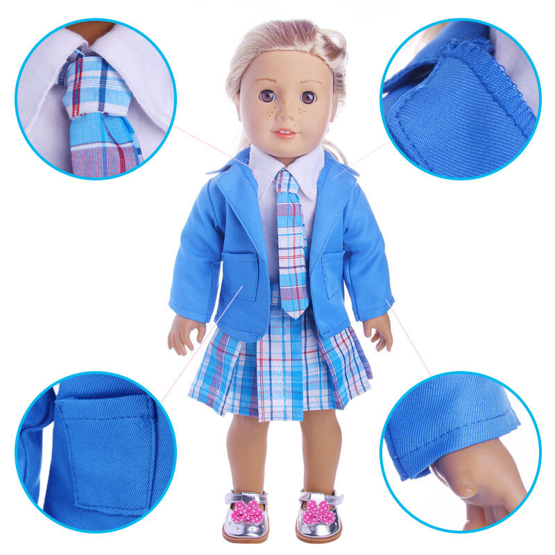 Кукла, одежда для 43 см, детские куклы, 4 шт. (рубашка + юбка + пиджак + галстук), школьная и офисная форма для 18 дюймов, кукла американская и детск...