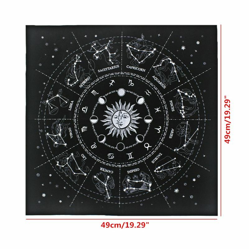 Placa de baralho com 12 constelações, toalha de mesa de veludo para adivinhação, tecido de tabuleiro, jogo da fortuna astrologia, oráculo cartão pad g99d