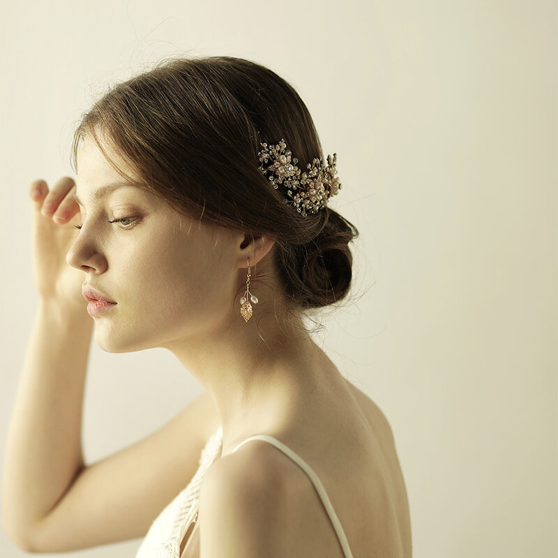 Diademas de lujo con perlas para niña, accesorios para el cabello para boda, O855, diadema elástica personalizada de moda