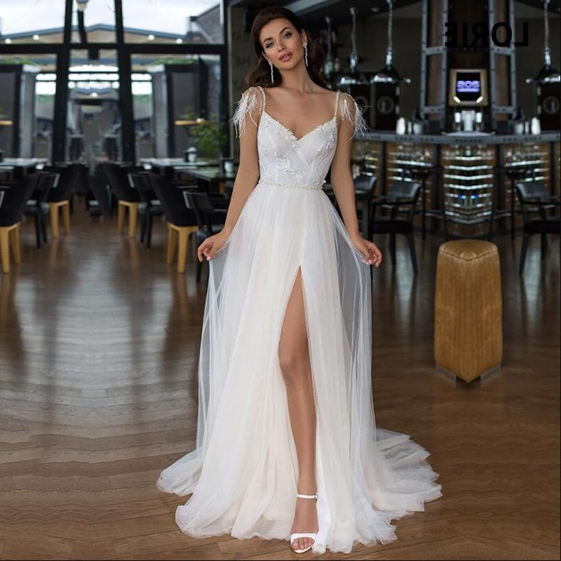 2022 gaun pernikahan seksi dengan belahan leher V gaun pengantin tanpa lengan jubah punggung terbuka De Soiree De Mariage Tulle Vestidos De Noiva