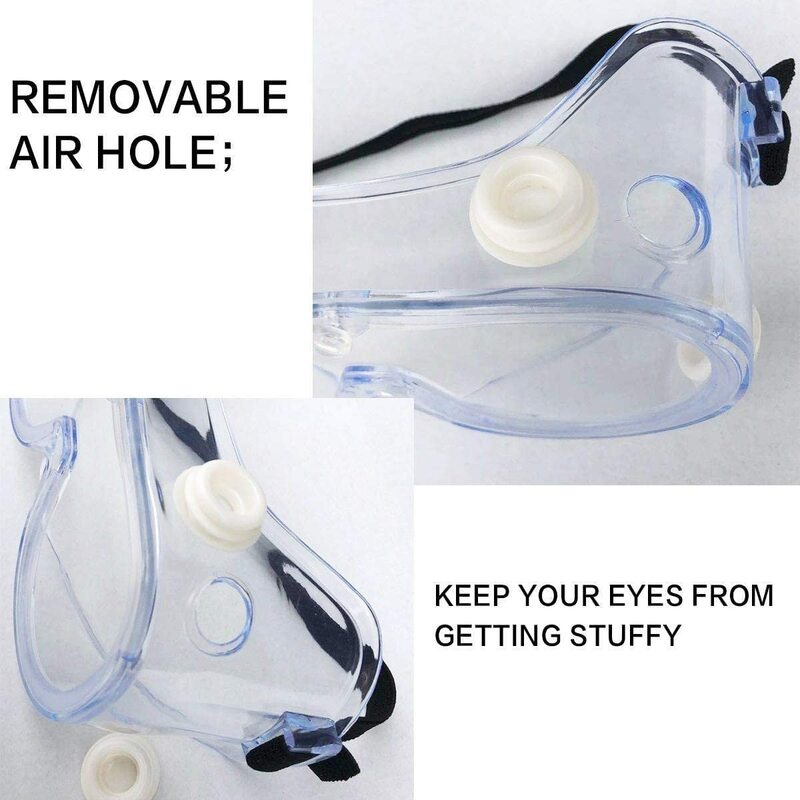 1 óculos de proteção de segurança dos pces visão larga respiradouro indireto descartável anti-nevoeiro respingo óculos