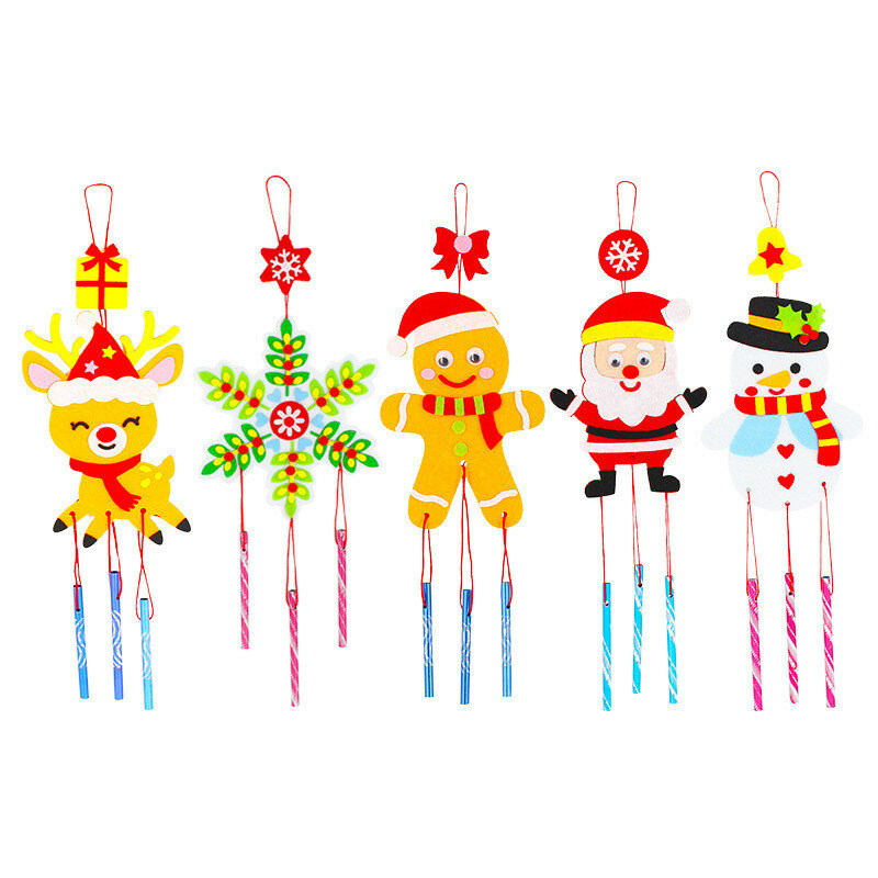 3Pcs/set Christmas Wind Chimes DIY Handmade Art Crafts Toys For Children Windbell HangingsToy Decoration Ornaments Xmas Gifts