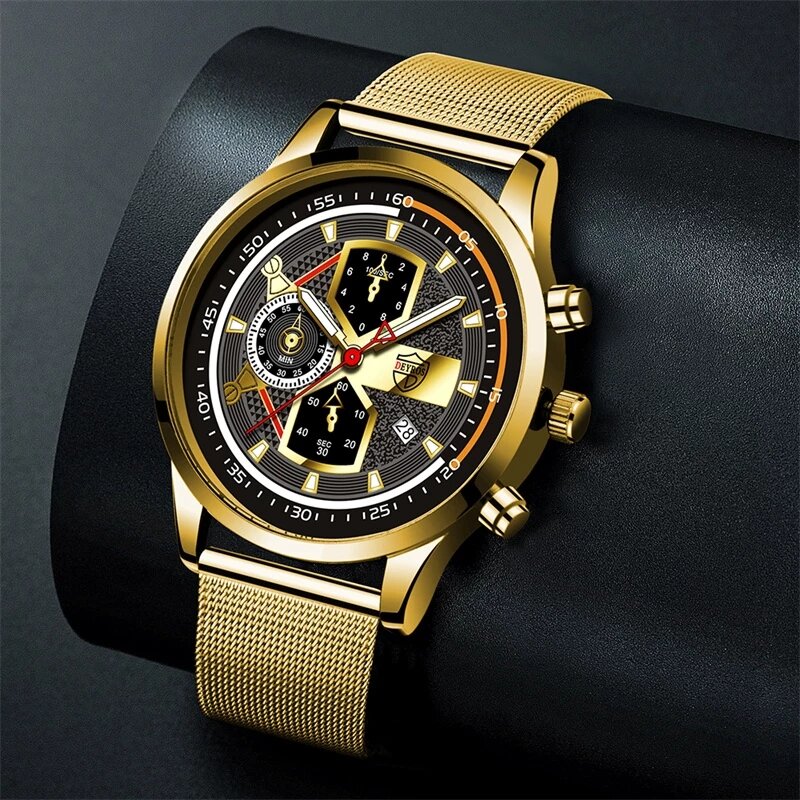 montre homme Montres de luxe en acier inoxydable pour hommes, Quartz analogique, décontracté, horloge lumineuse, mode Business, montre-bracelet