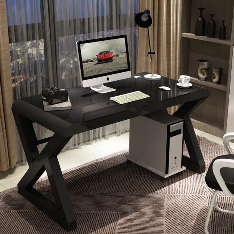 TieHo – bureau d'ordinateur en verre trempé, bureau moderne et Simple pour la maison ou le bureau, bureau d'étude, Table de jeu