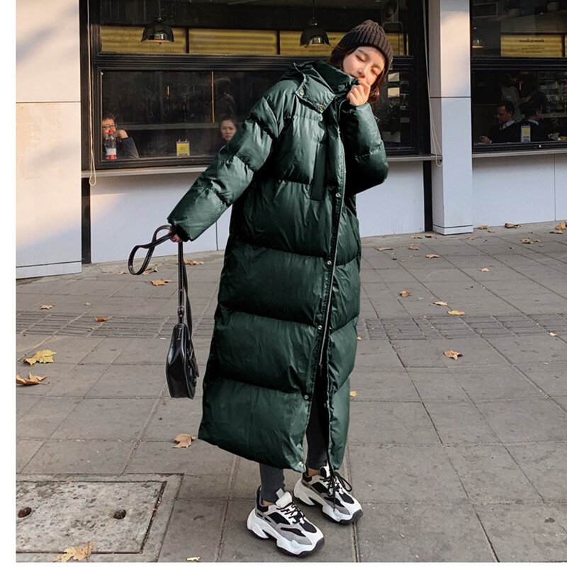Inverno 2022 jaqueta feminina bolso zíper algodão acolchoado com capuz parkas casaco grosso quente solto casual oversized mulher ropa de mujer