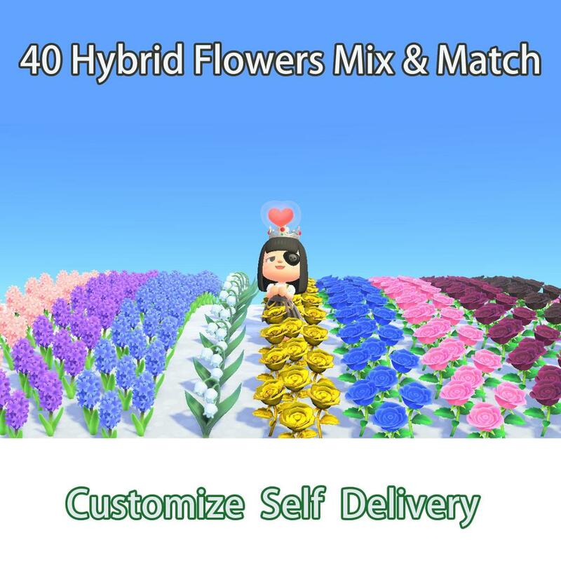 Animal Crossing Flowers 40 하이브리드 꽃 믹스 매치 Animal Crossing Nintendo Switch flower Island 온라인 코드