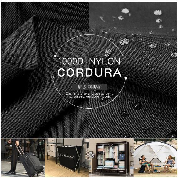 Thick strong cordura 1000D black nylon ripstop PU coating fabric,outdoor clothing bag cloth,anti-tear short-time waterproof