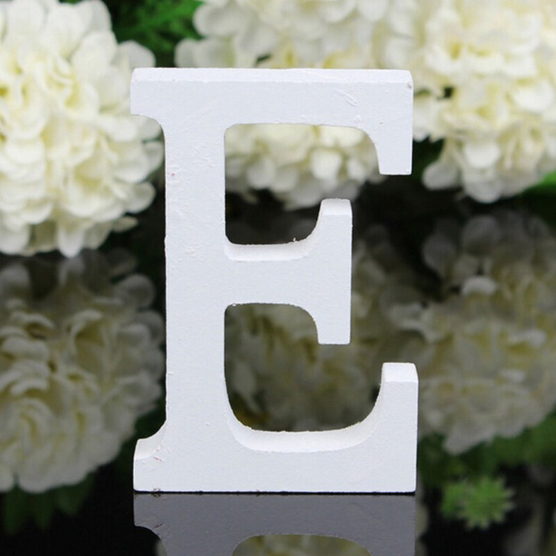 크리에이티브 두꺼운 나무 화이트 글자 알파벳 웨딩 파티 생일 홈 장식 공예 예술 개인 이름 디자인, 흰색 글자