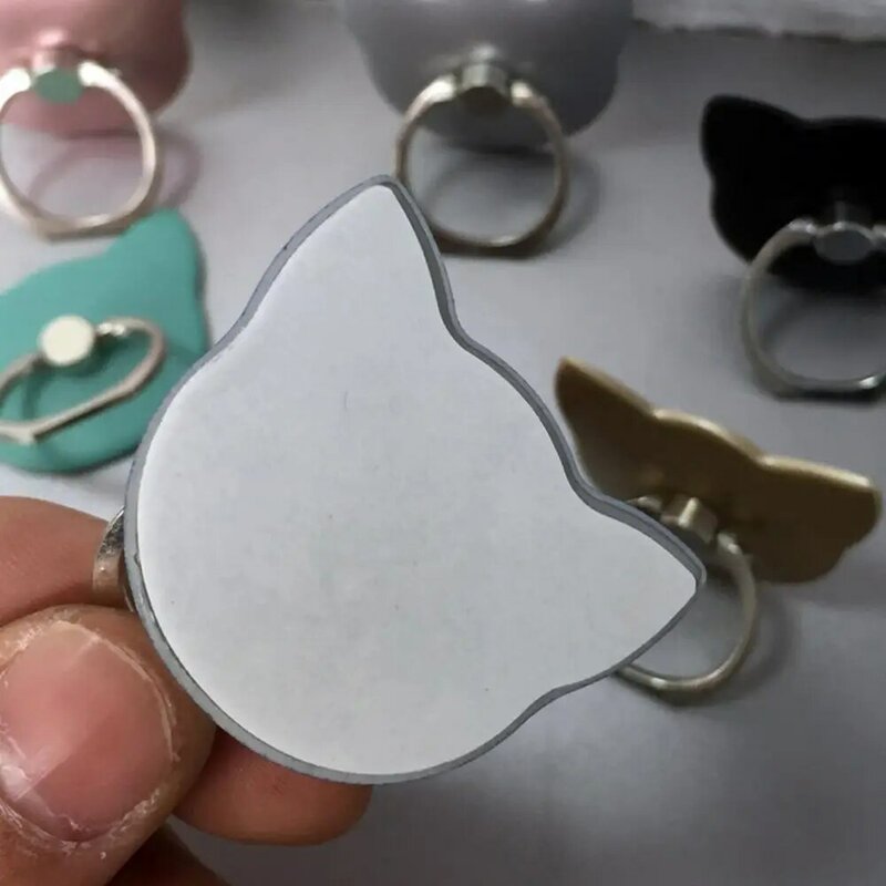 ห่วงยึดโทรศัพท์มือถือหมุนได้รูปร่างแมวน่ารักแหวนโลหะผสมสังกะสีความหนืดสูง ABS หัวเข็มขัดสำหรับ iPhone