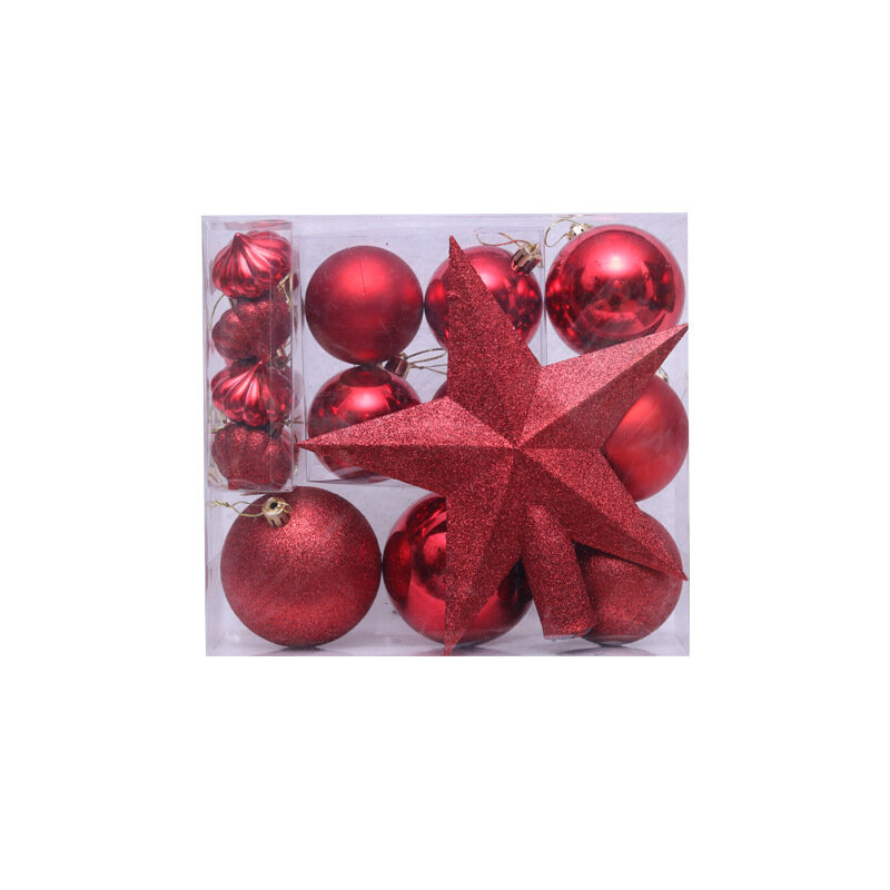 Kerstversiering Kerstboom Hangers Kerst Plating Ballen Heteroseksuele Geschenkdozen Boom Top Ster Sets