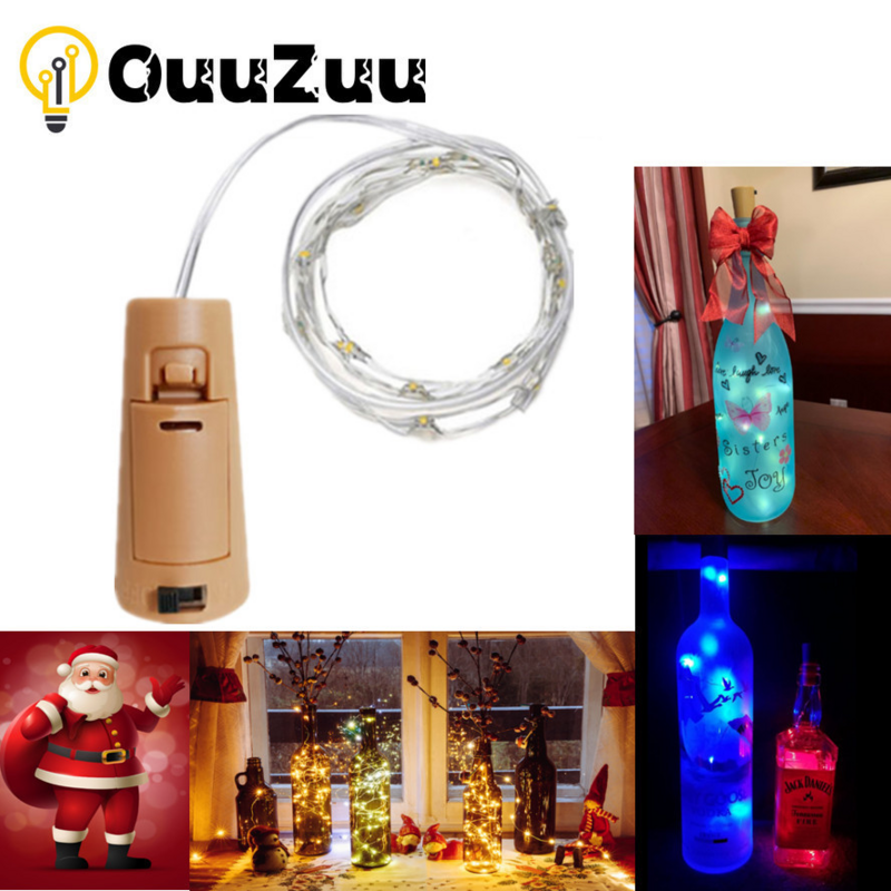 Guirlande lumineuse LED à piles, 1M/2M/3M, pour bouteille de vin, pour fête, mariage, noël, Halloween, décoration de Bar, lumières créatives
