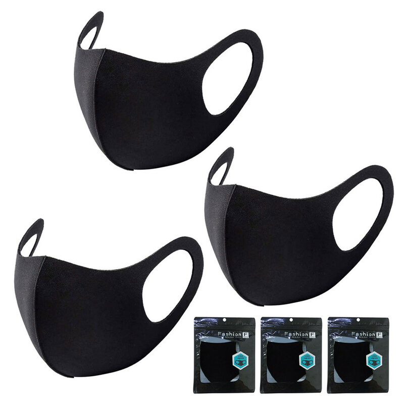 Mascarilla facial de algodón lavable para hombre y mujer, máscara respirador de 3 capas, antipolvo, color negro, para ciclismo